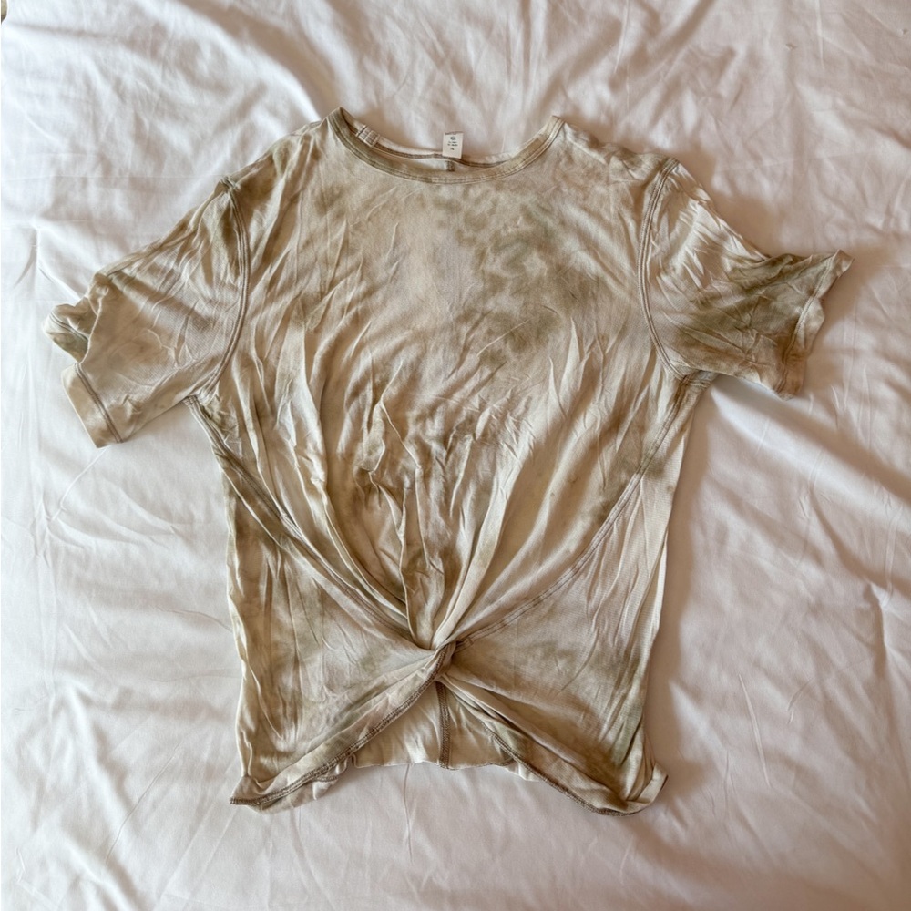 Lululemon Diamond Dye Light Ivory Sahara Crescent Tee Size 4